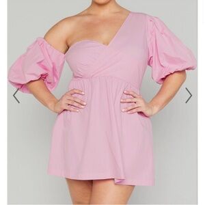 Showpo Sula Puff Sleeve Pink Mini Dress 16 New With Tags Cotton Coquette